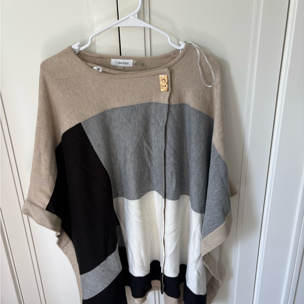 Calvin Klein Tan and Gray Knit Top
